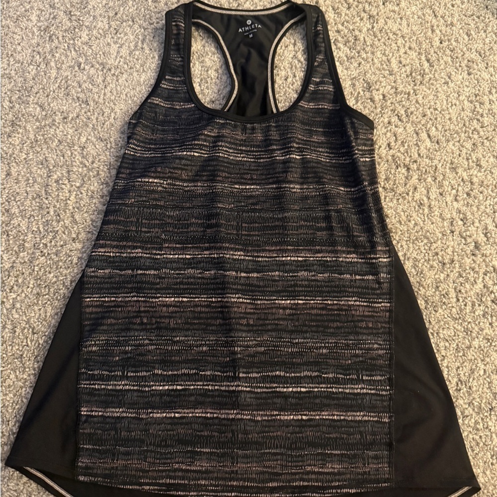 Athleta Black and Gray Striped Tank Top